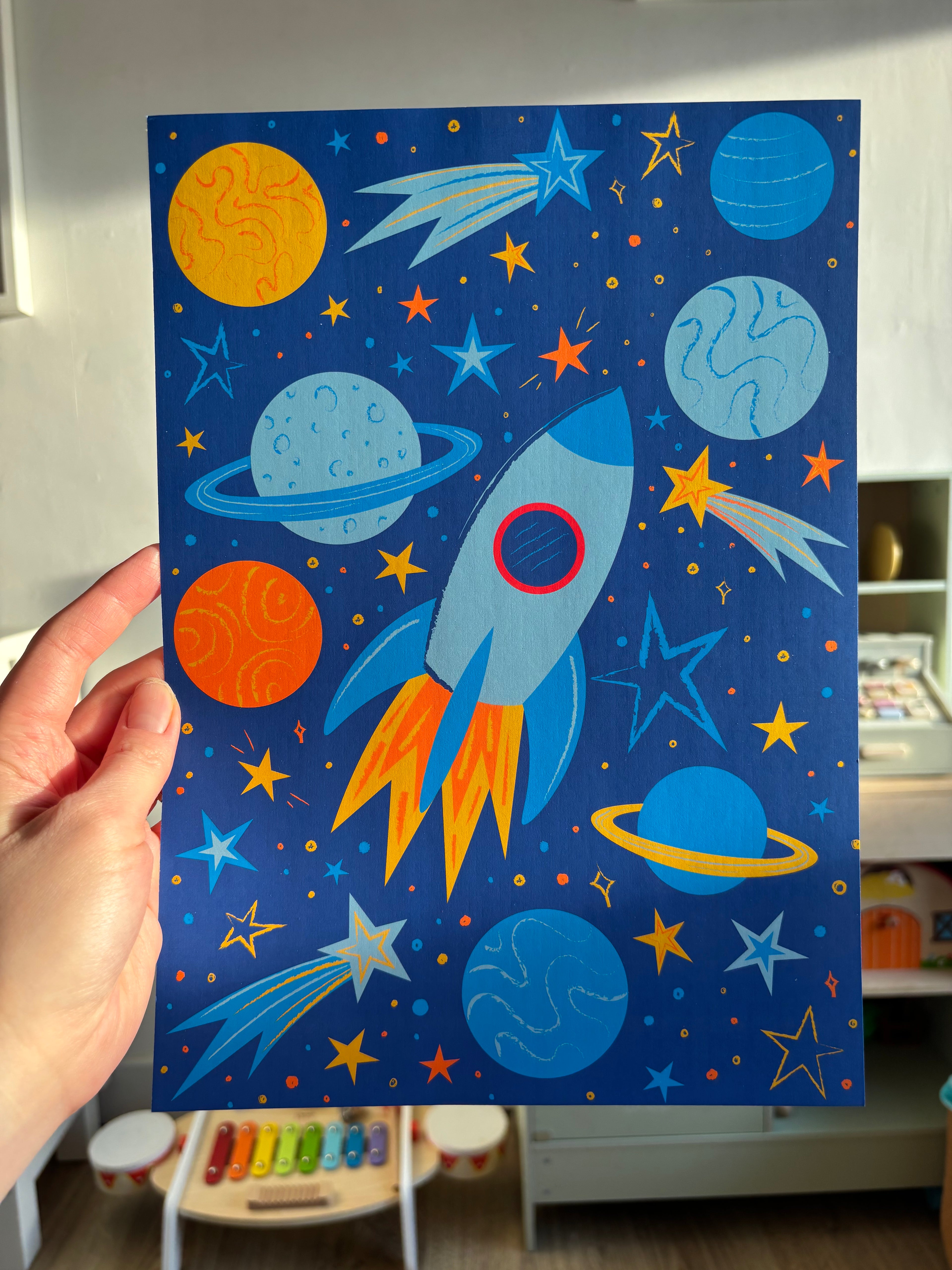 Rocket Ship Print | Space Themed Kids Wall Art
