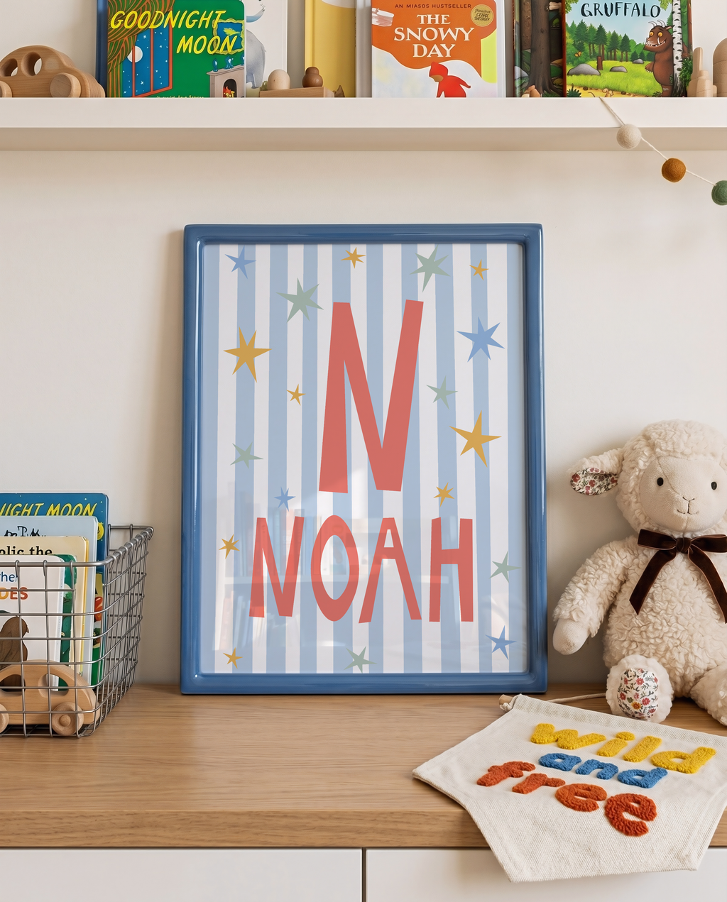 Blue Custom Name Stripes and Stars Print