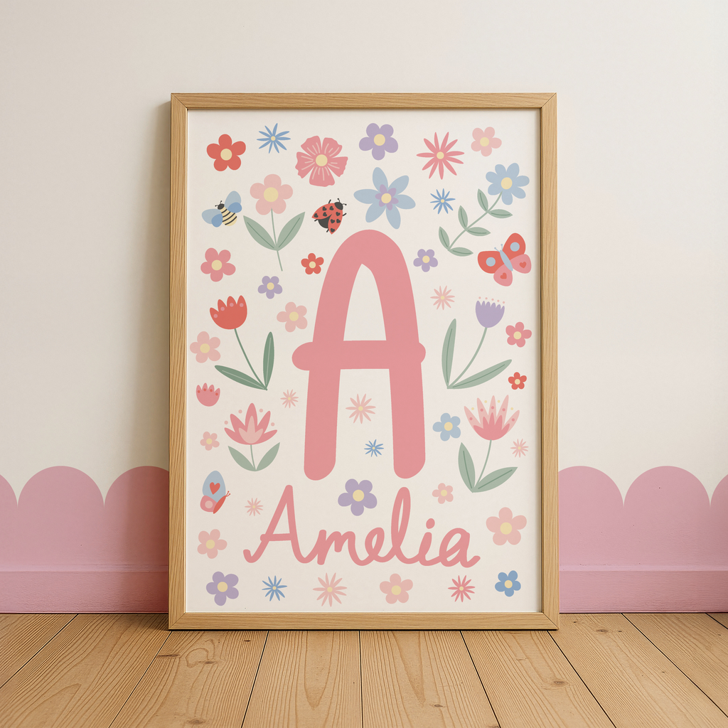Custom Name Floral Print | Spring Flower Name Print