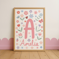 Custom Name Floral Print | Spring Flower Name Print