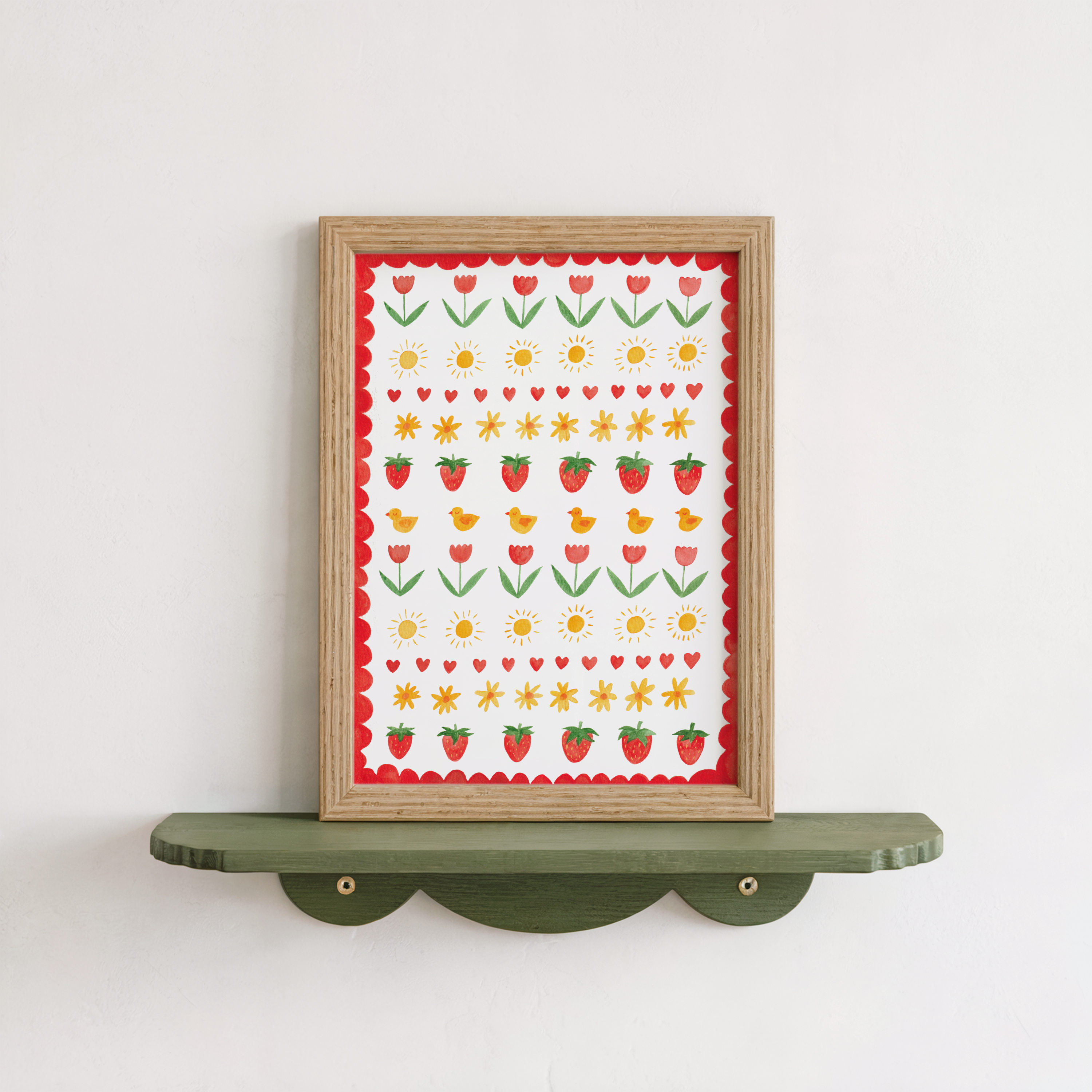 Summer Strawberry Hand Painted Print