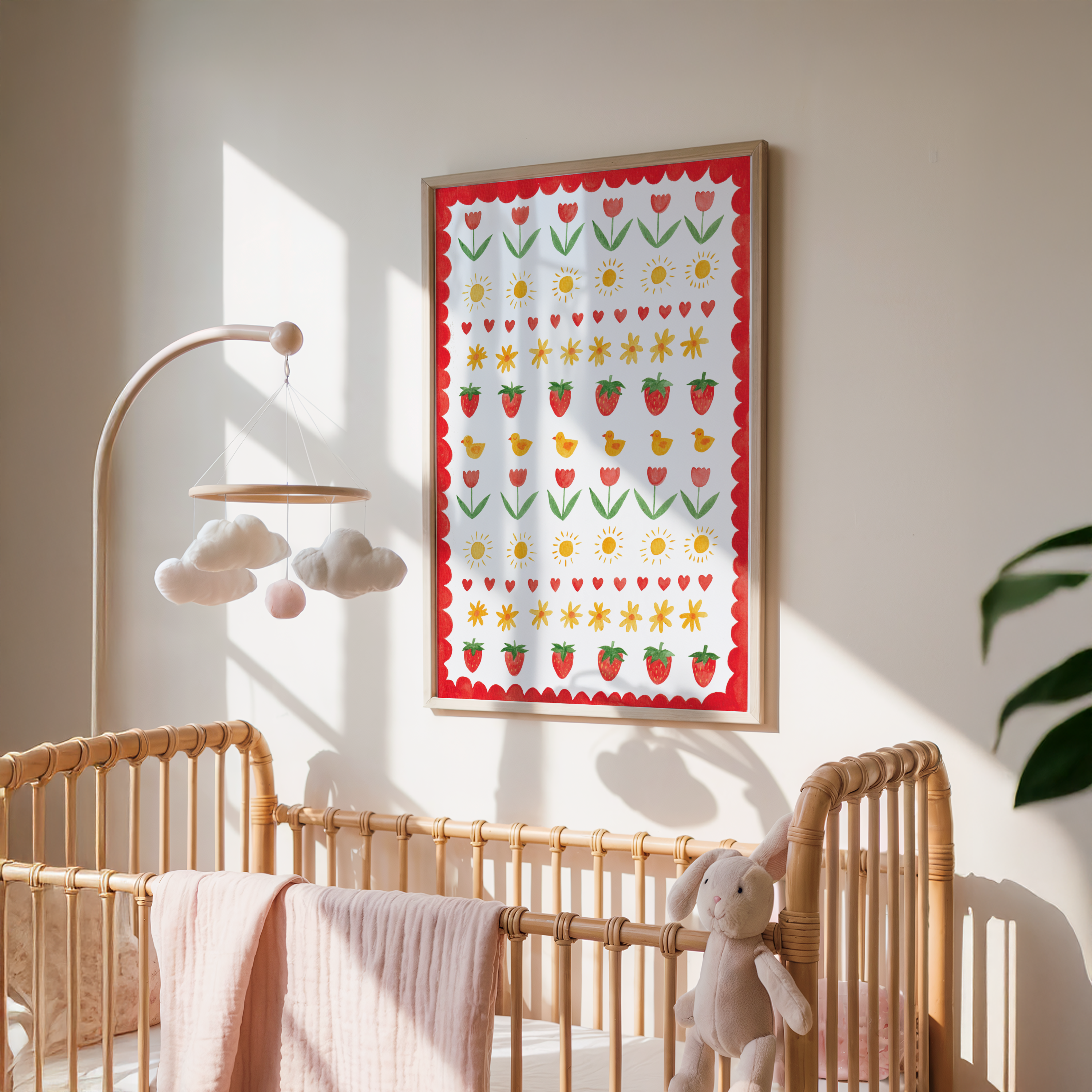 Summer Strawberry Hand Painted Print
