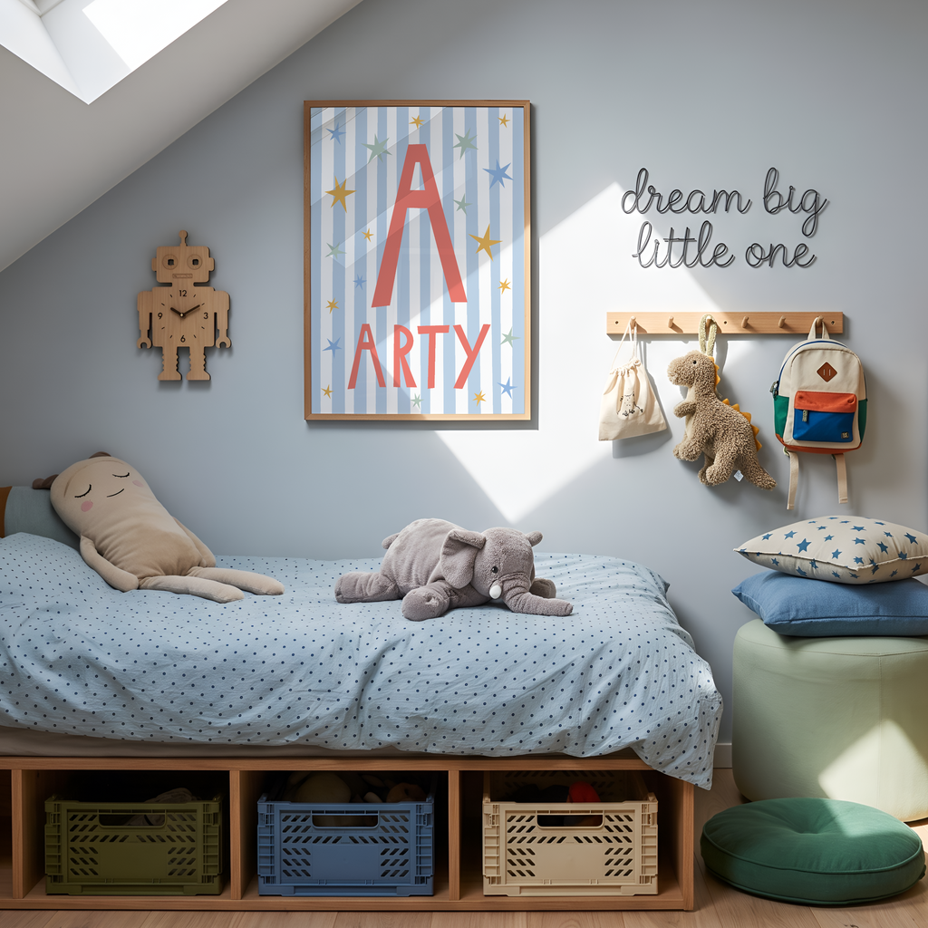 Blue Custom Name Stripes and Stars Print