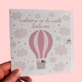 Pink Hot Air Balloon Baby Card