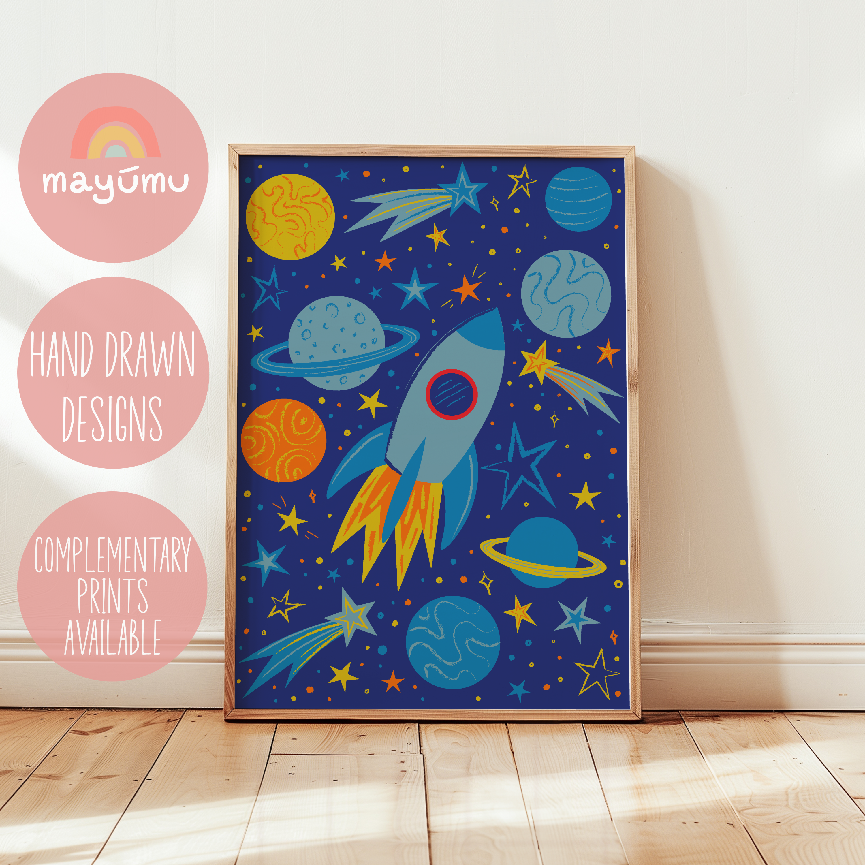 Rocket Ship Print | Space Themed Kids Wall Art