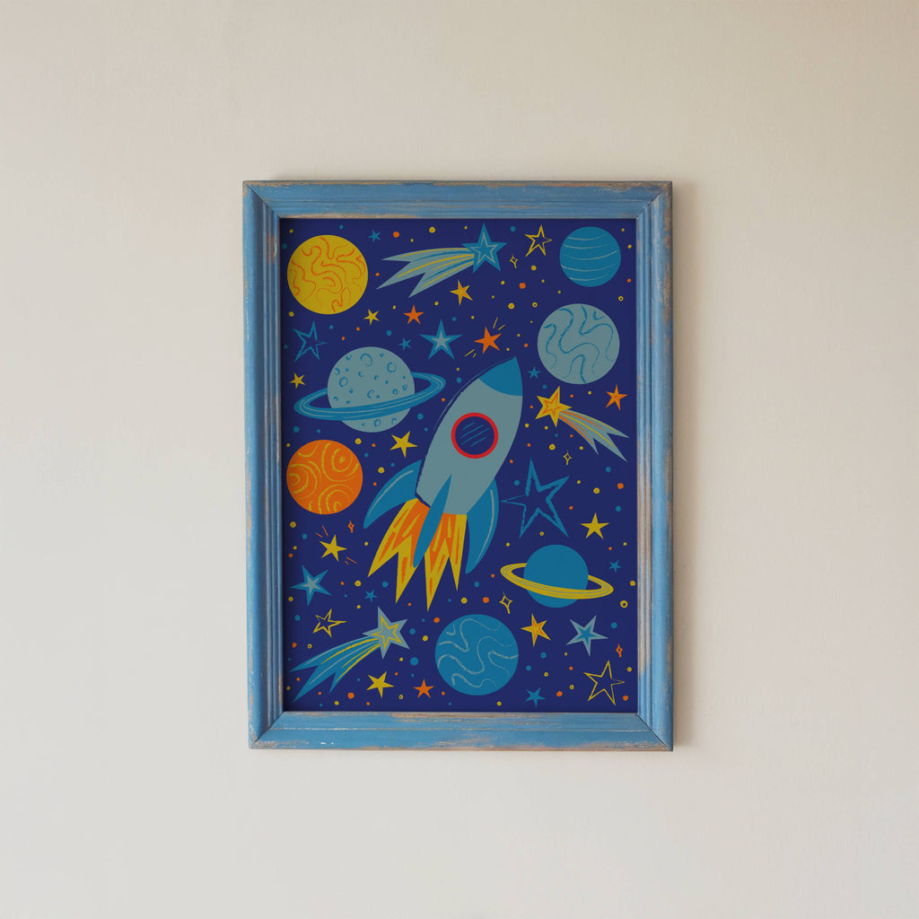 Rocket Ship Print | Space Themed Kids Wall Art