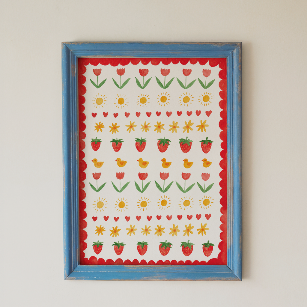 Summer Strawberry Hand Painted Print