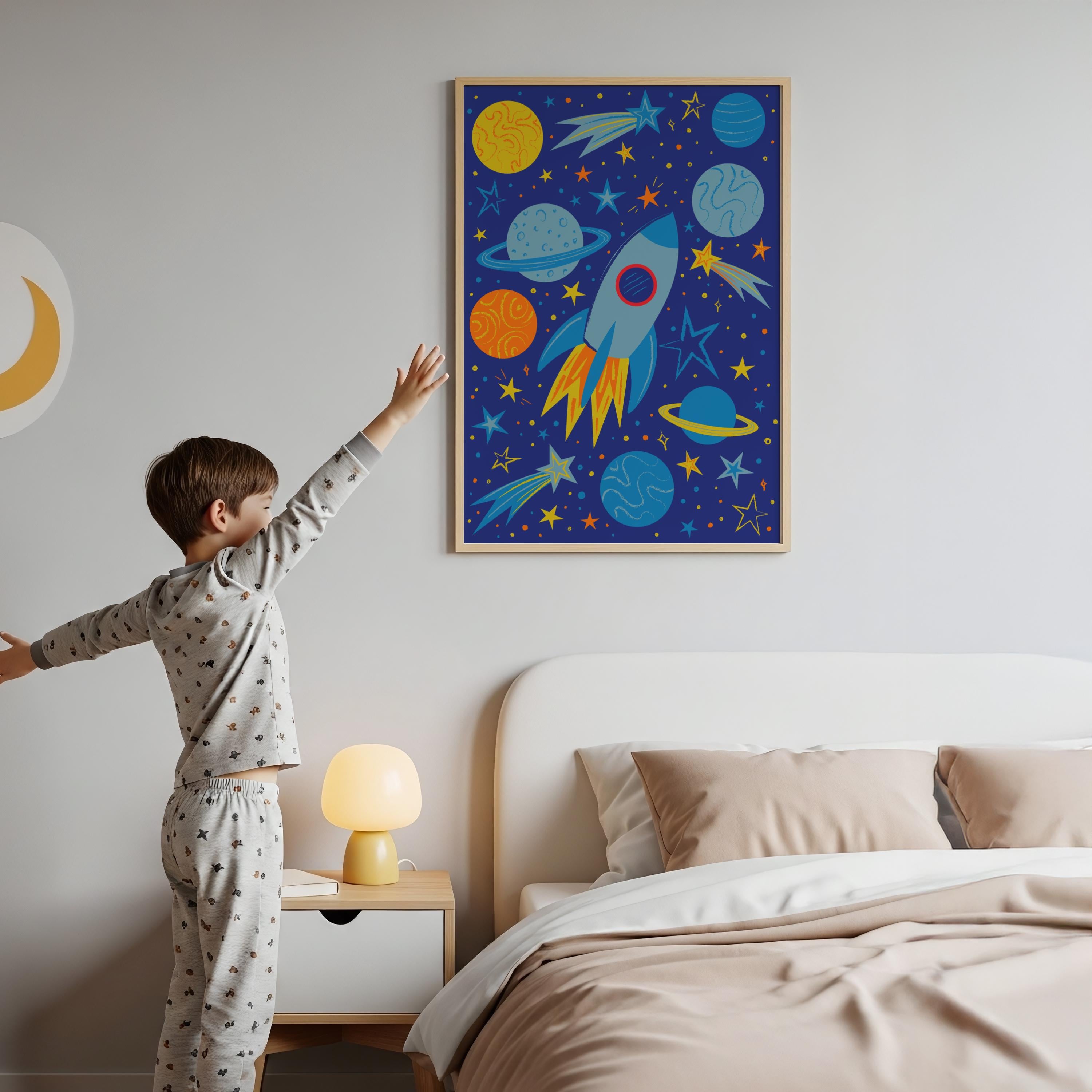 Rocket Ship Print | Space Themed Kids Wall Art