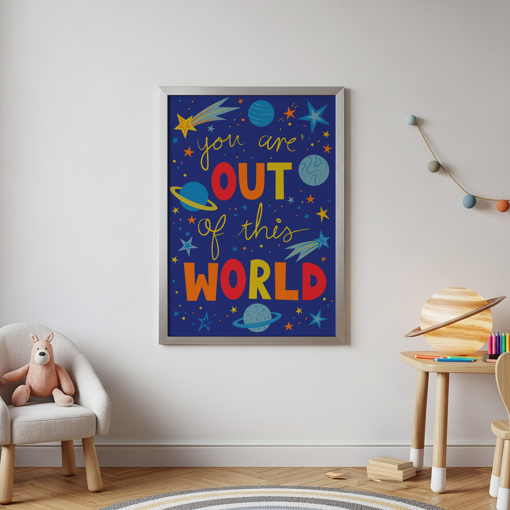 Out Of This World Print | Space Themed Kids Wall Art