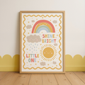 Shine Bright Little One Print | Rainbow and Sunshine Nursery Print