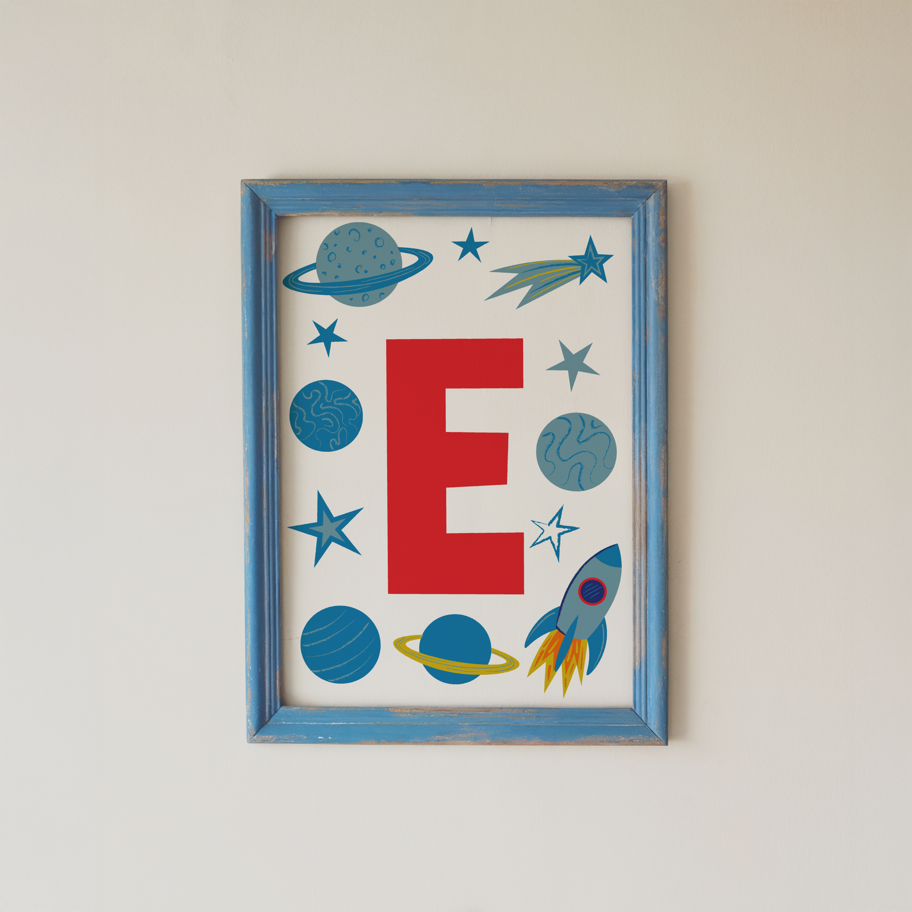 Custom Initial Space Themed Print